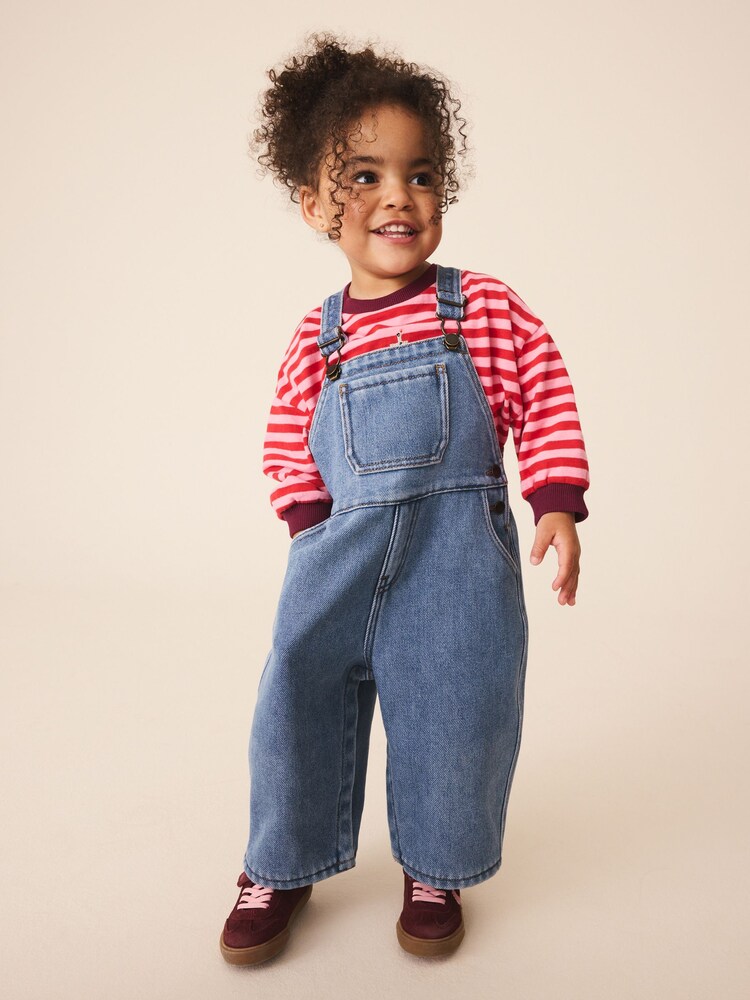 Темно-синий джинс - Cosy Fleece Lined Dungarees (3mths-7yrs) - Изображение 2 4