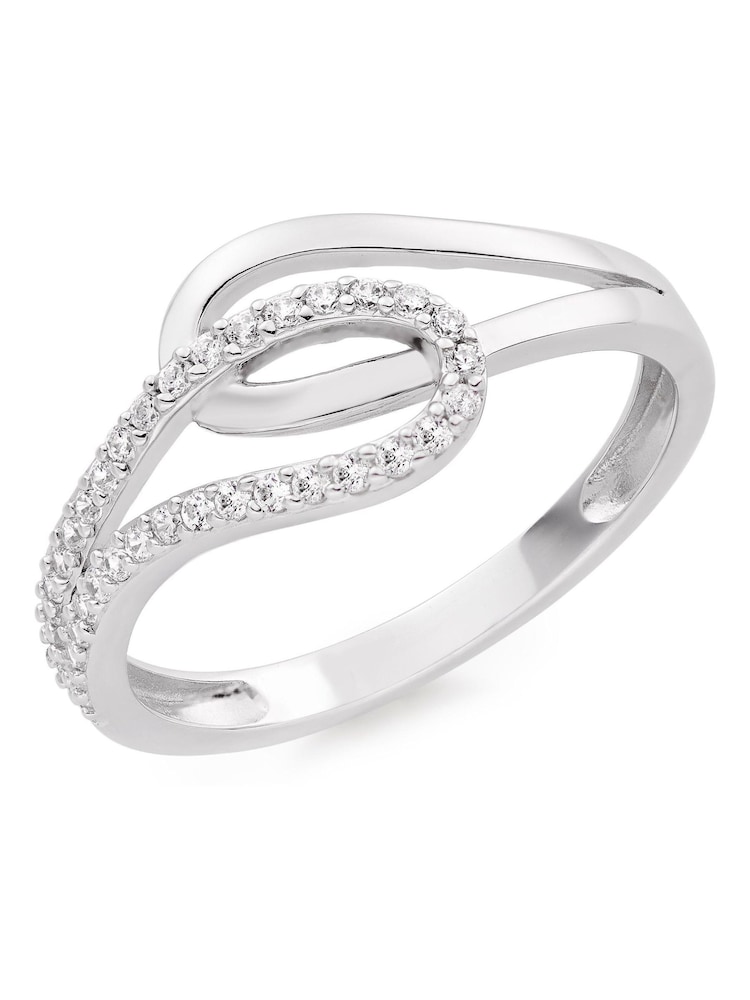 Beaverbrooks Silver Tone Cubic Zirconia Crossover Ring - Image 1 of 5 Beaverbrooks Silver Tone Cubic Zirconia Crossover Ring - Image 1 of 5