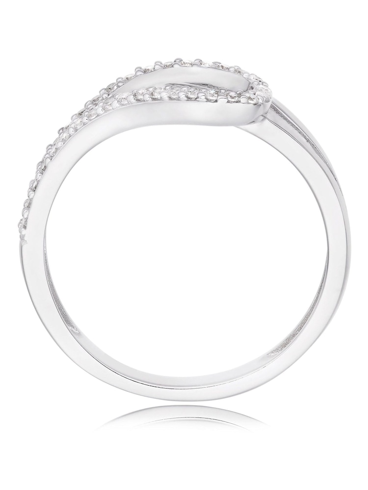 Beaverbrooks Silver Tone Cubic Zirconia Crossover Ring - Image 2 of 5 Beaverbrooks Silver Tone Cubic Zirconia Crossover Ring - Image 2 of 5
