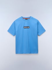 Napapijri Blue Box Logo Back Graphic T-Shirt - Image 1 of 2