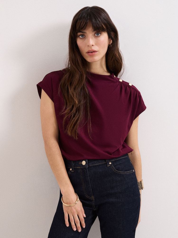Phase Eight Red Paige Ponte Top - Image 1 of 7