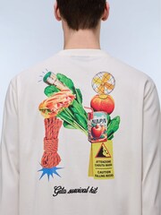 Napapijri Food Back Graphic Long Sleeve White T-Shirt - Image 5 of 7