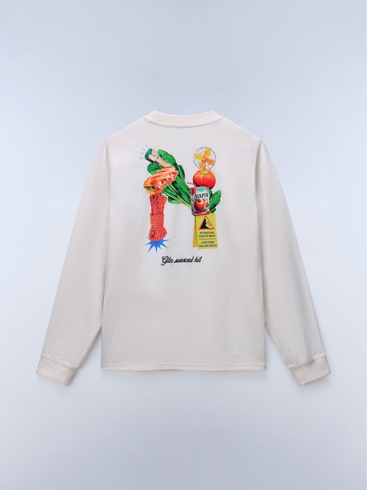 Napapijri Food Back Graphic Long Sleeve White T-Shirt - Image 7 of 7