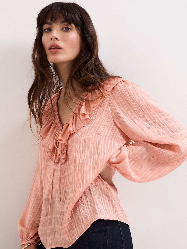 Phase Eight Orange Sidney Ruffle Blouse - Image 1 of 5