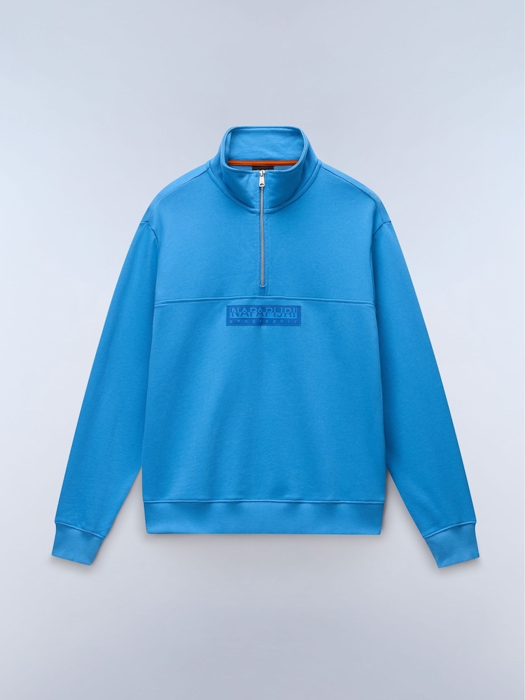 Napapijri Box Logo 1/4 Zip Blue Sweatshirt - Image 1 of 2