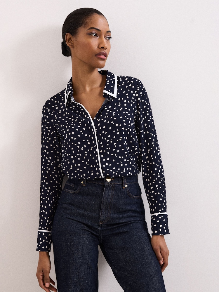 Phase Eight Blue Rita Spot Shirt - Image 1 of 8