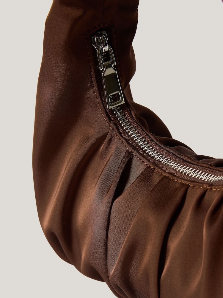 Jigsaw Brown Pleated Satin Tay Bag - Image 2 of 2 Jigsaw Brown Pleated Satin Tay Bag - Image 2 of 2