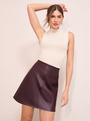 Friends Like These Berry Red Faux Leather Mini Skirt - Image 1 of 4