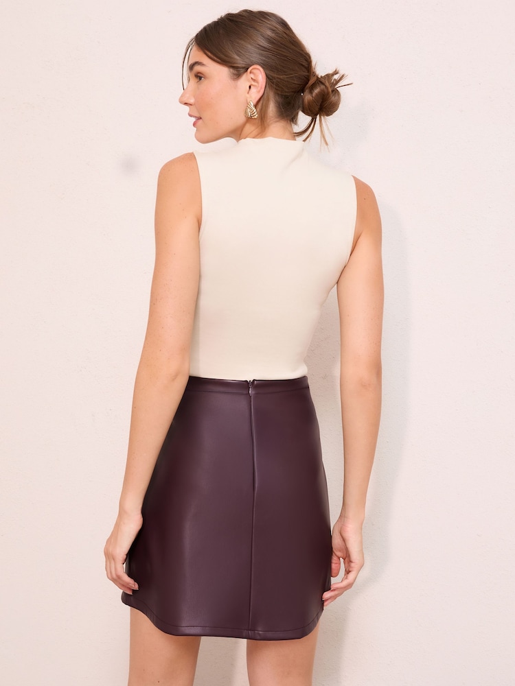 Friends Like These Berry Red Faux Leather Mini Skirt - Image 4 of 4