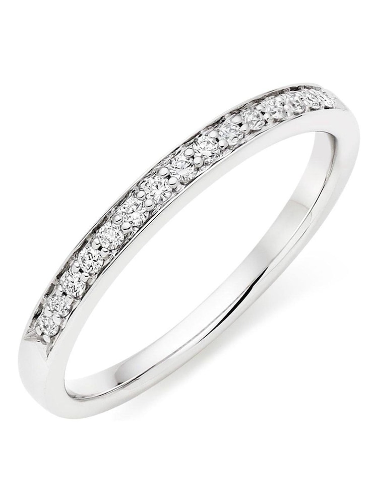 Beaverbrooks Silvrer Plated Platinum Diamond 2mm Half Eternity Ring - Image 1 of 6 Beaverbrooks Silvrer Plated Platinum Diamond 2mm Half Eternity Ring - Image 1 of 6