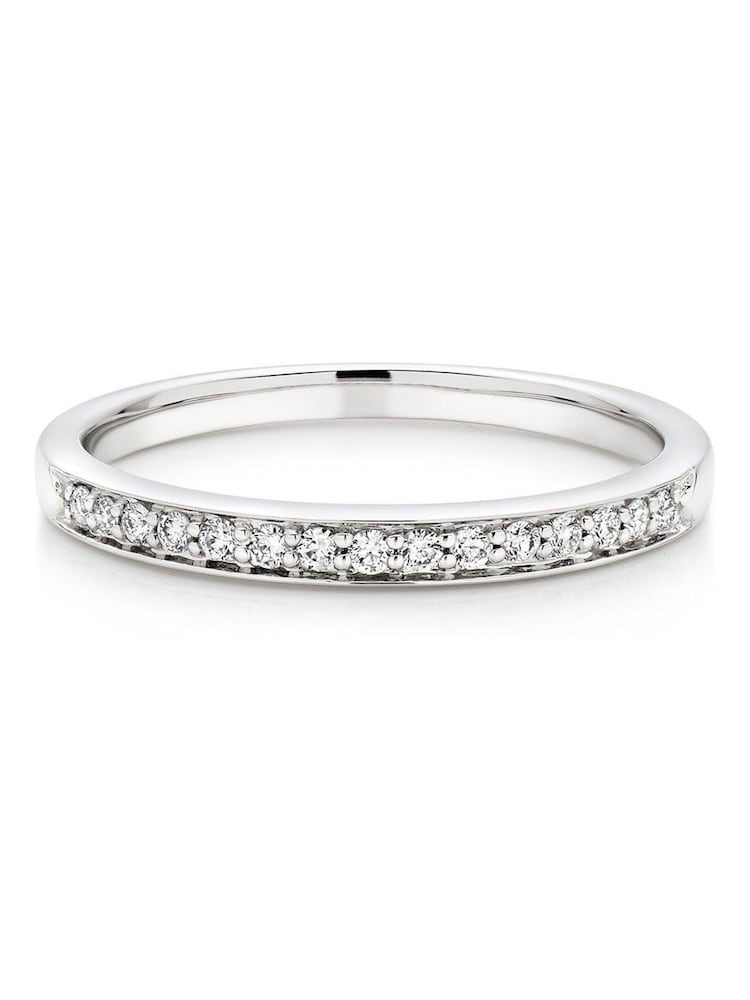 Beaverbrooks Silvrer Plated Platinum Diamond 2mm Half Eternity Ring - Image 2 of 6 Beaverbrooks Silvrer Plated Platinum Diamond 2mm Half Eternity Ring - Image 2 of 6