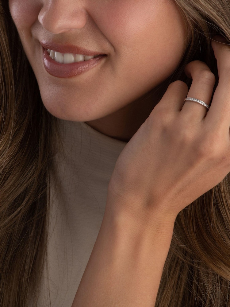 Beaverbrooks Silvrer Plated Platinum Diamond 2mm Half Eternity Ring - Image 6 of 6 Beaverbrooks Silvrer Plated Platinum Diamond 2mm Half Eternity Ring - Image 6 of 6