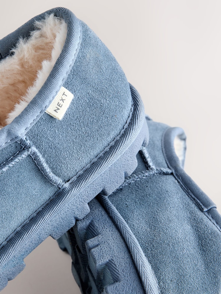 Denim Blue Suede Mini Boot Slippers - Image 11 of 11