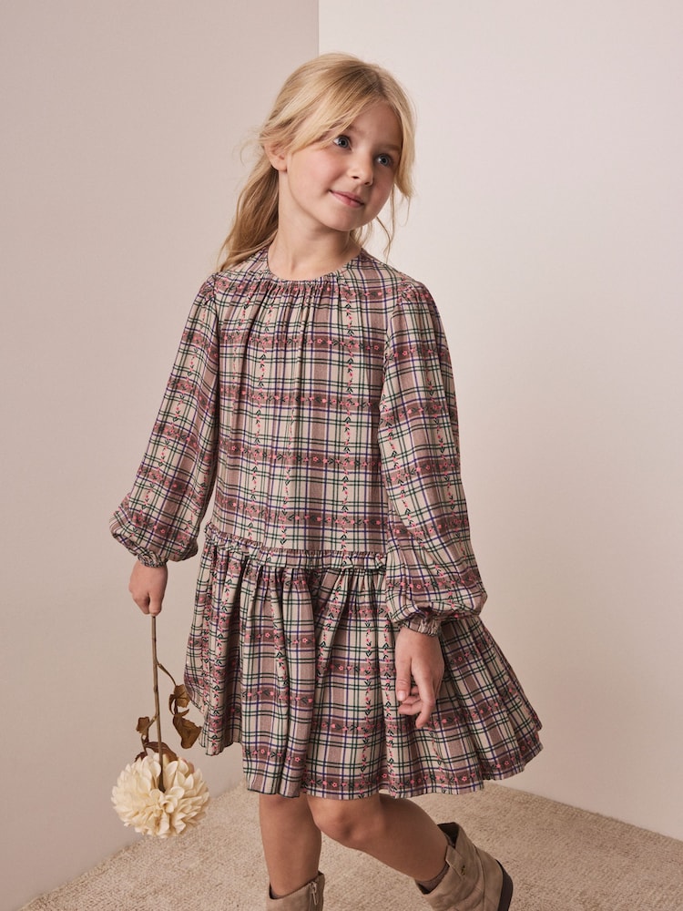 Brown Check Dress (3-16yrs) - Image 1 of 9
