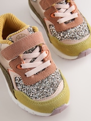 Multi Glitter Touch Fastening Elastic Lace Bubble Trainers - Image 4 of 5