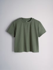 The Set 2 Pack Cropped T-Shirt and Shorts Co-ords Set Khaki Green/ Cream - Image 2 of 7