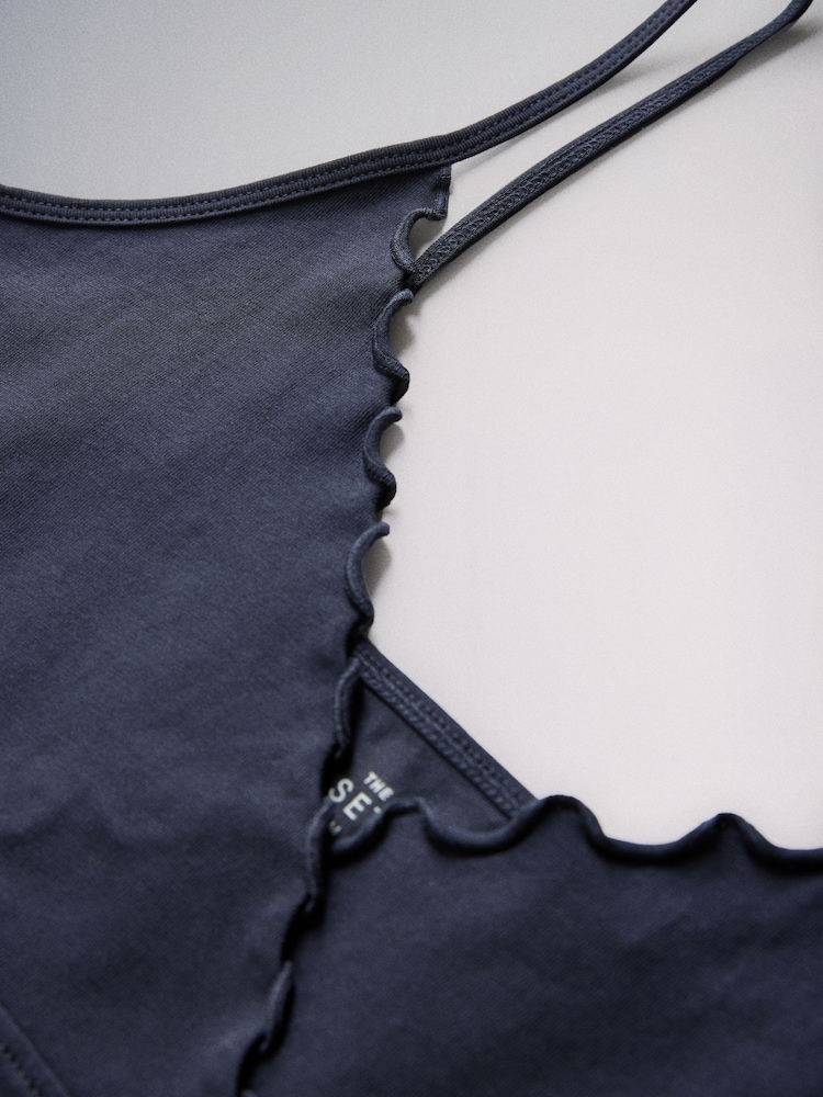 The Set 3 Pack Frill Cropped Camis Navy/Pale Blue/White - Image 6 of 6