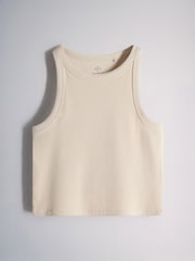 The Set 4 Pack Cropped Ribbed Racer Vests Ecru/Grey Marl/ White/Pink - Image 2 of 7