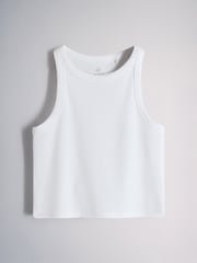 The Set 4 Pack Cropped Ribbed Racer Vests Ecru/Grey Marl/ White/Pink - Image 3 of 7