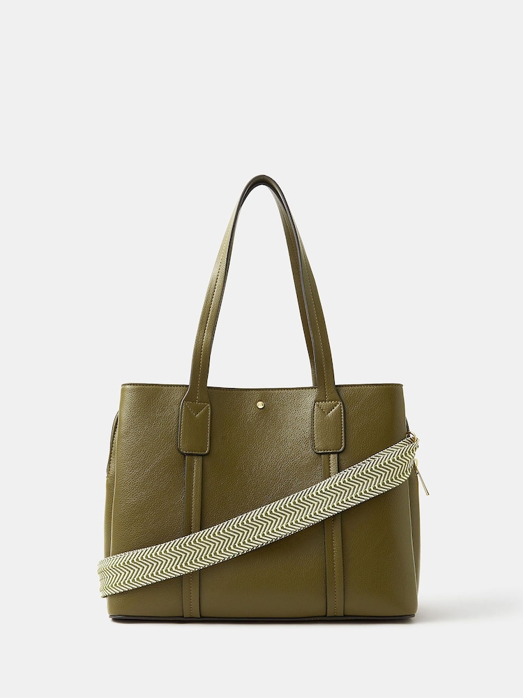Accessorize Green Webbing Strap Faux Leather Shoulder Bag - Image 1 of 2 Accessorize Green Webbing Strap Faux Leather Shoulder Bag - Image 1 of 2