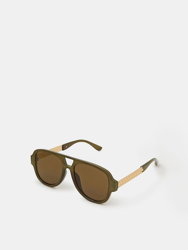 Accessorize Green Aviator Sunglasses - Image 1 of 1