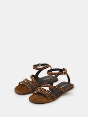 Accessorize Green Stud Suede Strappy Sandals - Image 1 of 2