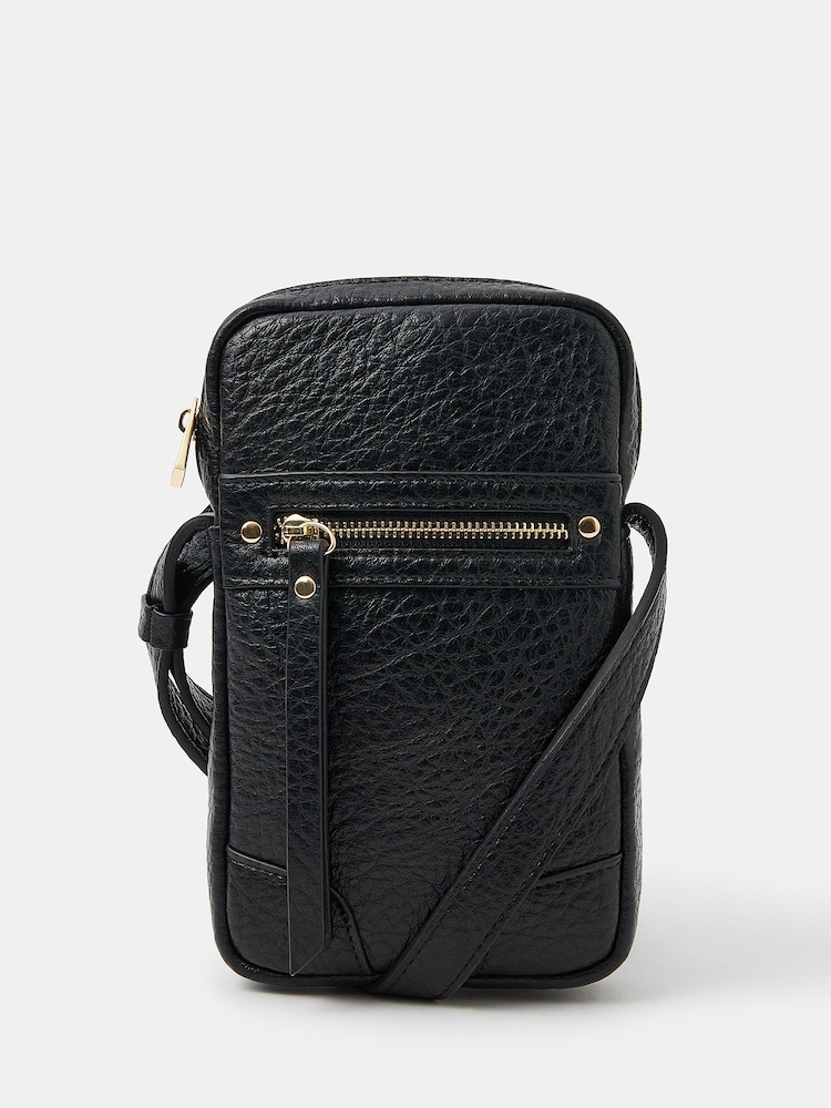 Accessorize Black Faux Leather Crossbody Phone Bag - Image 1 of 2 Accessorize Black Faux Leather Crossbody Phone Bag - Image 1 of 2