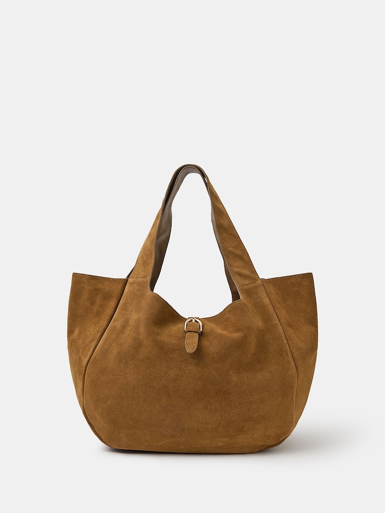 Accessorize Brown Suede Buckle Strap Shoulder Bag - Image 1 of 2 Accessorize Brown Suede Buckle Strap Shoulder Bag - Image 1 of 2
