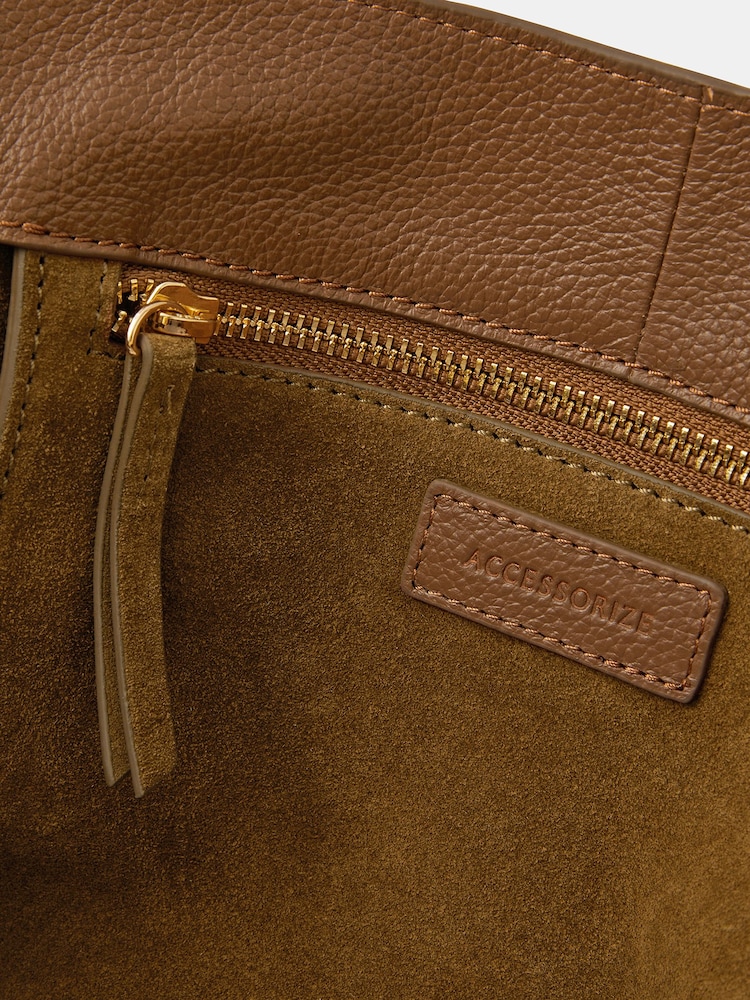 Accessorize Brown Suede Buckle Strap Shoulder Bag - Image 2 of 2 Accessorize Brown Suede Buckle Strap Shoulder Bag - Image 2 of 2