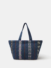 Accessorize Tapestry Quilted Denim Shopper Bag - Image 1 of 2