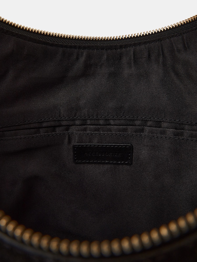 Accessorize Black Suede Shoulder Bag - Image 2 of 2 Accessorize Black Suede Shoulder Bag - Image 2 of 2