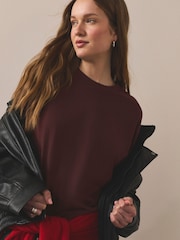 Chocolate Brown Relaxed Boxy Elbow Length Crew Neck T-Shirt - Image 4 of 7