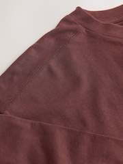 Chocolate Brown Relaxed Boxy Elbow Length Crew Neck T-Shirt - Image 6 of 7