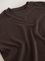 بني - Oversized Boxy Fit Heavyweight Crew Neck T-Shirt - صورة 3 من 3