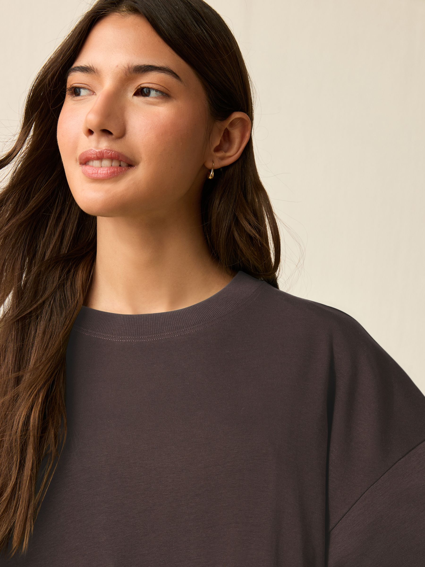 Buy Chocolate Brown Oversized Boxy Fit Heavyweight Crew Neck T
