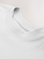 White Oversized Relaxed Fit Boxy Heavyweight Crew Neck T-Shirt - Image 5 of 6