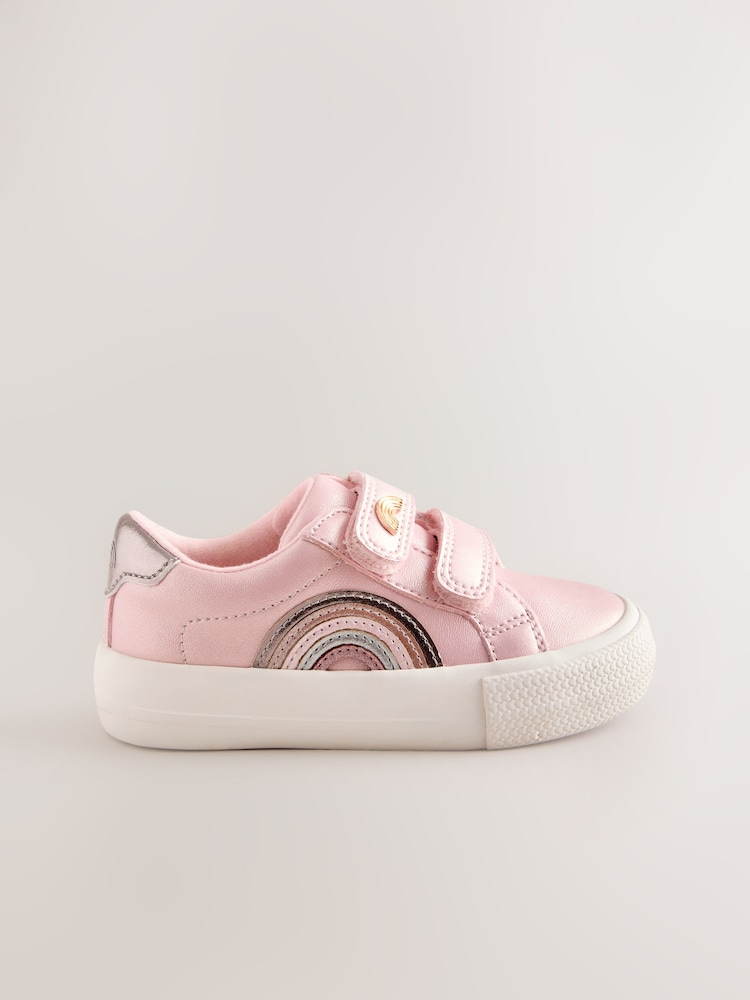Pink Metallic Wide Fit (G) Touch Fasten Trainers - Image 2 of 5 Pink Metallic Wide Fit (G) Touch Fasten Trainers - Image 2 of 5
