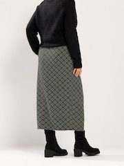 Yours Curve Green Checked Midi Ponte Skirt - Image 2 of 5