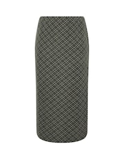 Yours Curve Green Checked Midi Ponte Skirt - Image 5 of 5