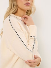 Long Tall Sally Cream Stitch Detail Jumper - Image 4 of 5