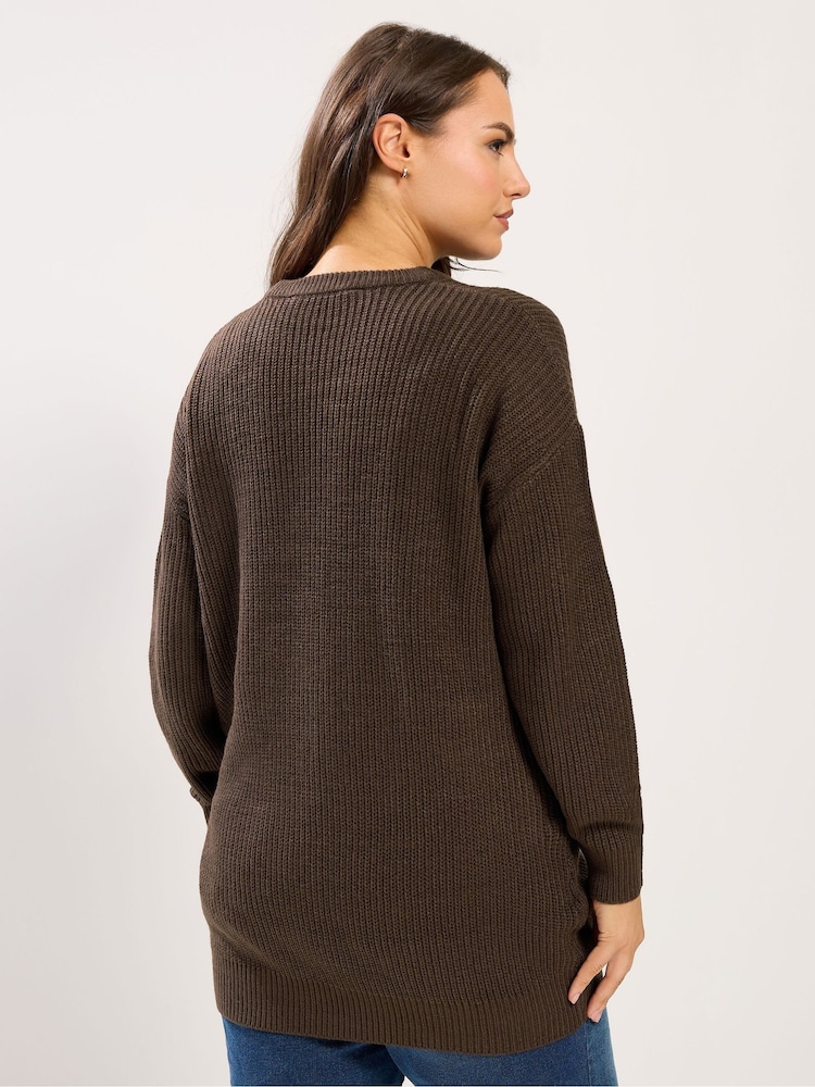 Yours Curve Brown Essential Jumper - Image 2 of 5 Yours Curve Brown Essential Jumper - Image 2 of 5