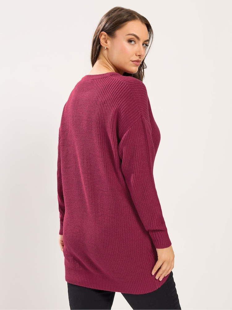 Yours Curve Red Essential Jumper - Image 2 of 5 Yours Curve Red Essential Jumper - Image 2 of 5