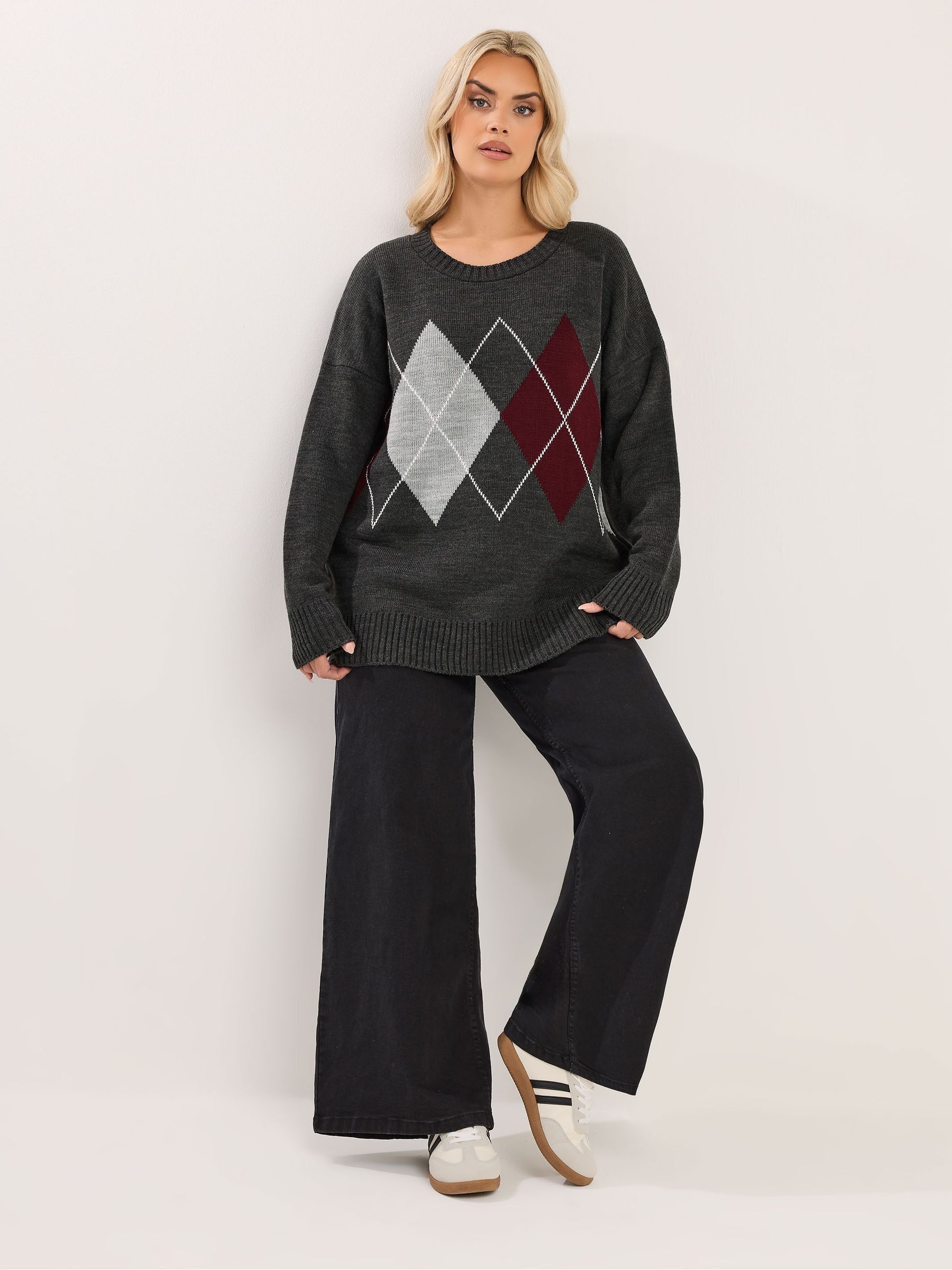 Buy Yours Curve Grey Argyle Jumper from Next Canada