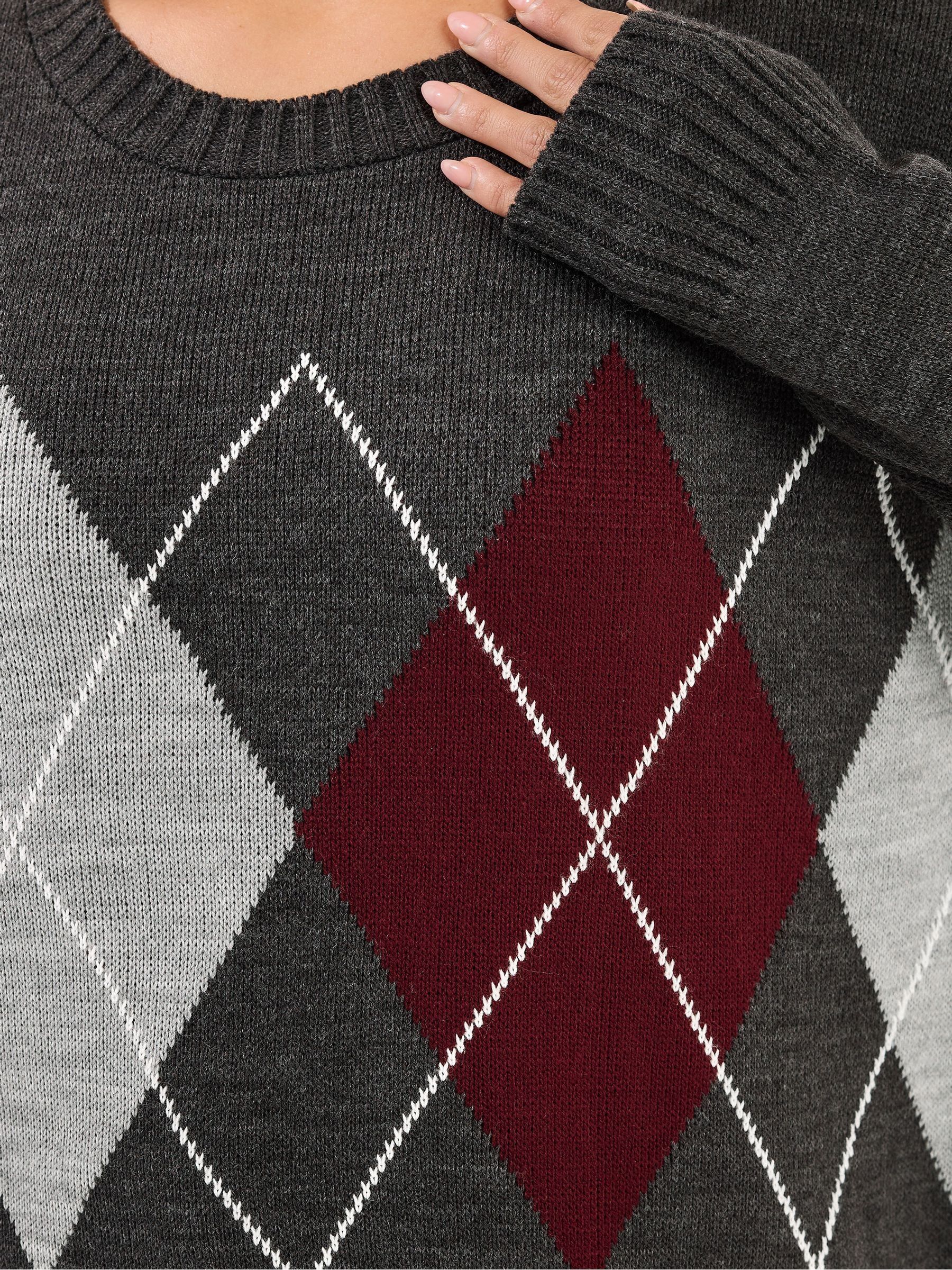 Buy Yours Curve Grey Argyle Jumper from Next Canada