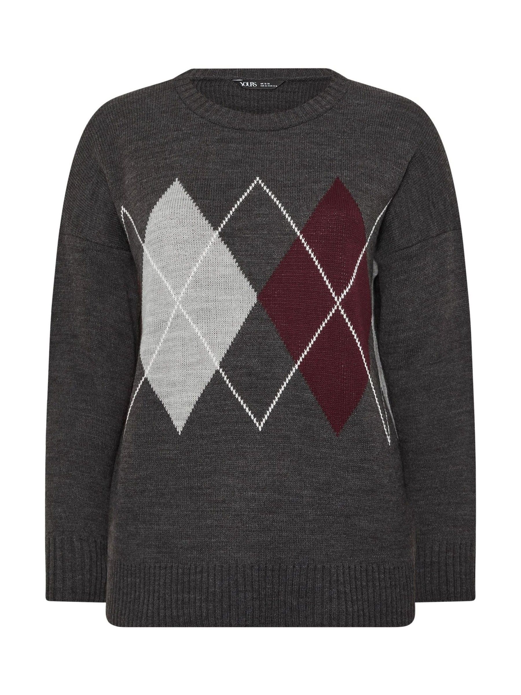 Buy Yours Curve Grey Argyle Jumper from Next Canada