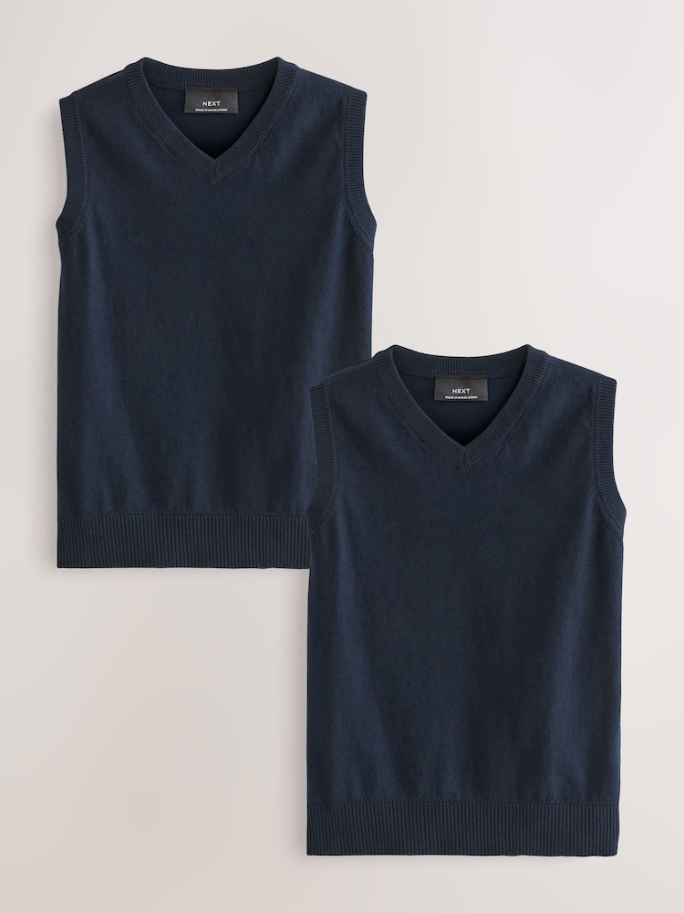 Navy School Tank Top 2 Pack (3-16yrs) - Image 1 of 4