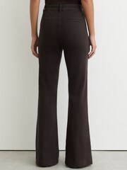 Reiss Chocolate Brown Athena Button-Detail Flared Jeans - Image 5 of 6