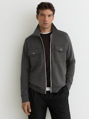 Anthrazit meliert - Reiss Medina Premium Interlock-Hemdjacke mit Reißverschluss - Bild 6 von 8