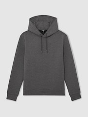 Reiss Charcoal Melange Fabien Premium Interlock-Jersey Hoodie - Image 2 of 6