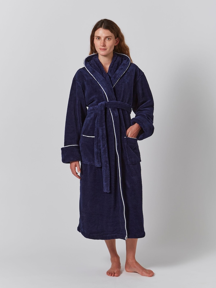 Jasper Conran London Navy or White JC Microfibre Robe with Piping - Image 1 of 2 Jasper Conran London Navy or White JC Microfibre Robe with Piping - Image 1 of 2